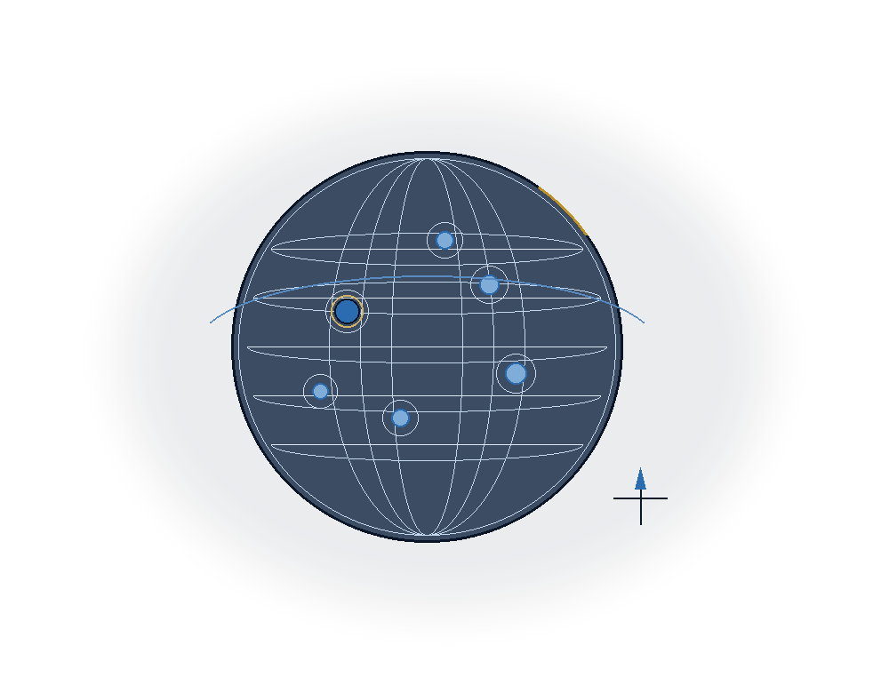Globe with region marks indicating market appetite and reach